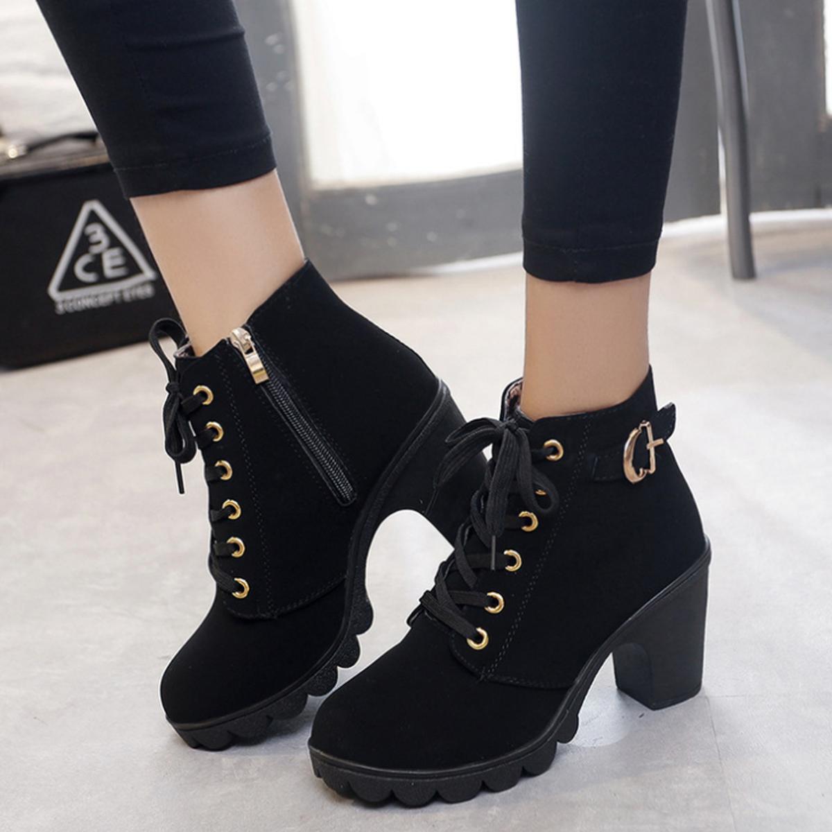 Women Lady  Leather High Heel