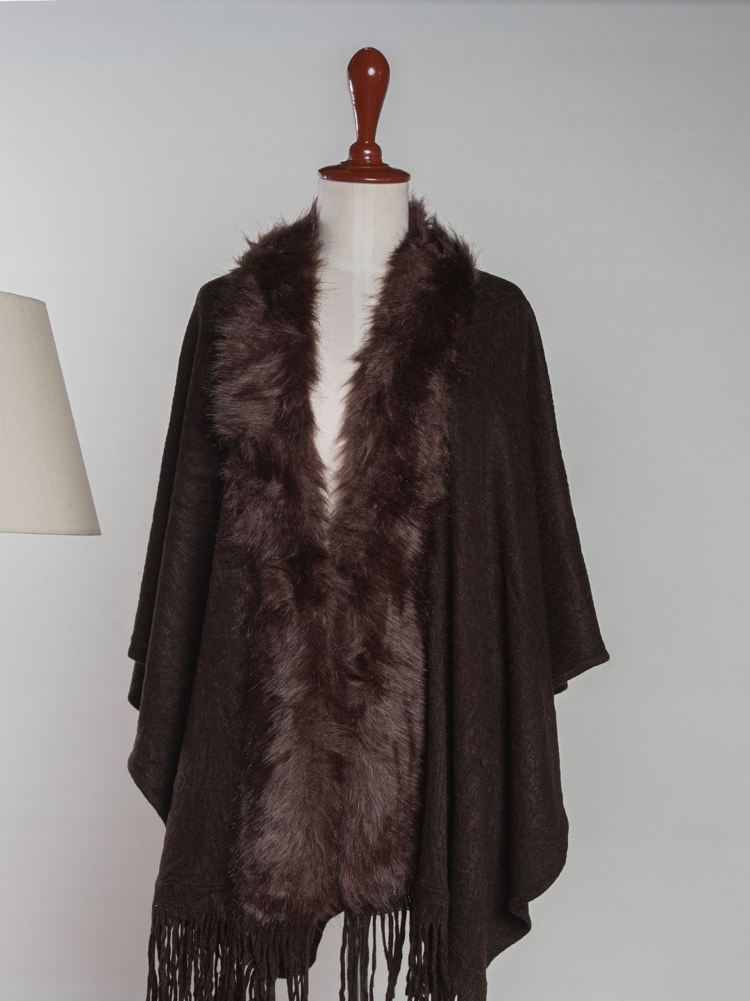 Women Off Brown Cape Shawl With Placket  Fur  Barn - 2
