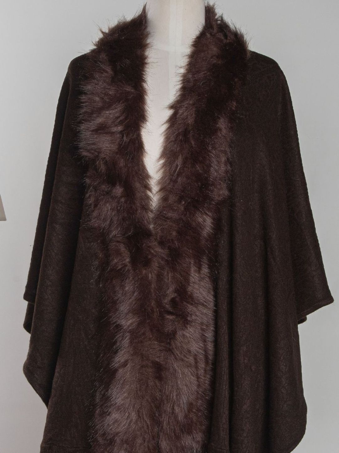 Women Off Brown Cape Shawl With Placket  Fur  Barn