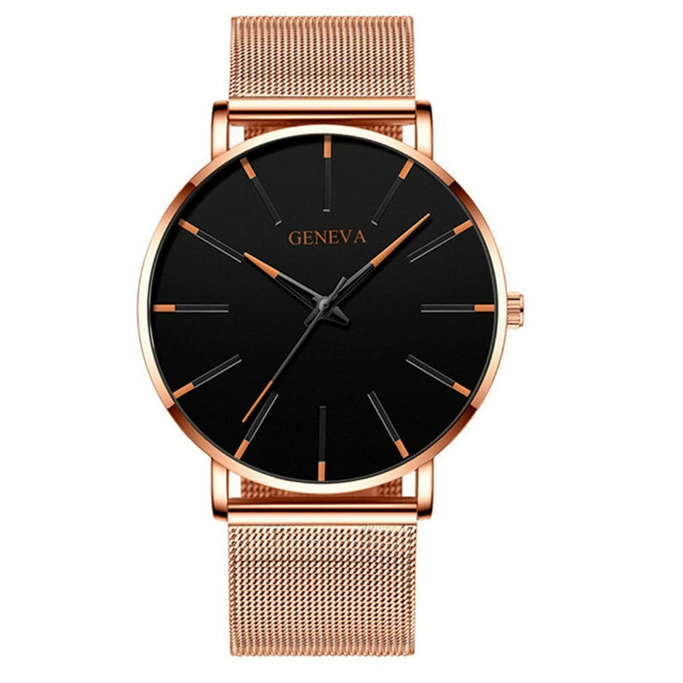 Men's Fashion Ultra Thin Watches Business Stainless Steel Mesh Quartz Watch - 2