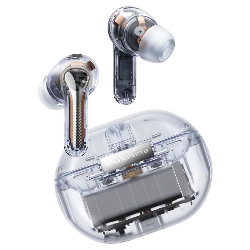SoundPEATS Capsule3 Pro Hybrid Active Noise Cancelling Earbuds with Bluetooth 5.3, Hi-Res Wireless with 6 Mics & LDAC, 43dB Deep, Total 52 Hrs, App Control EQ - Transparent White