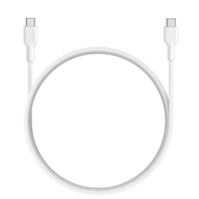 Aukey Impluse Braided CC Nylon Braided USB C To C Cable, 0.9m - White - (CB-CD45)