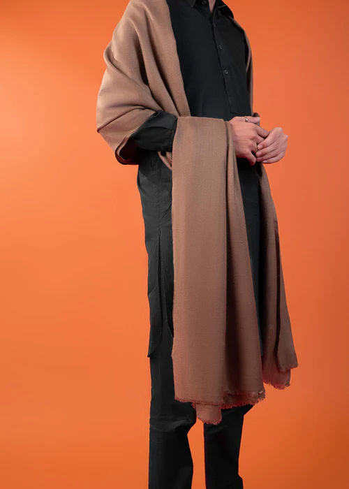 Light Chocolate - Pashmina Wool Men's Shawl