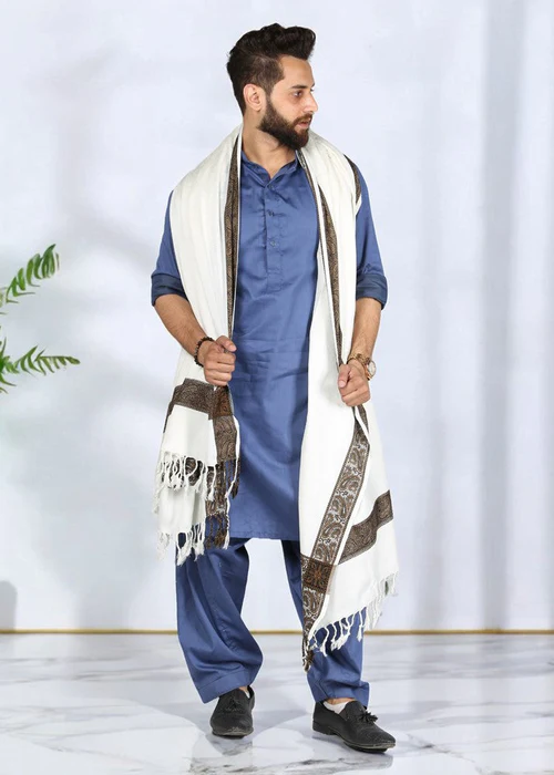 Irani Shawl - Baghdadi Style Shawl For Men - White - 2