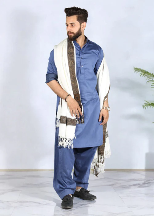 Irani Shawl - Baghdadi Style Shawl For Men - White
