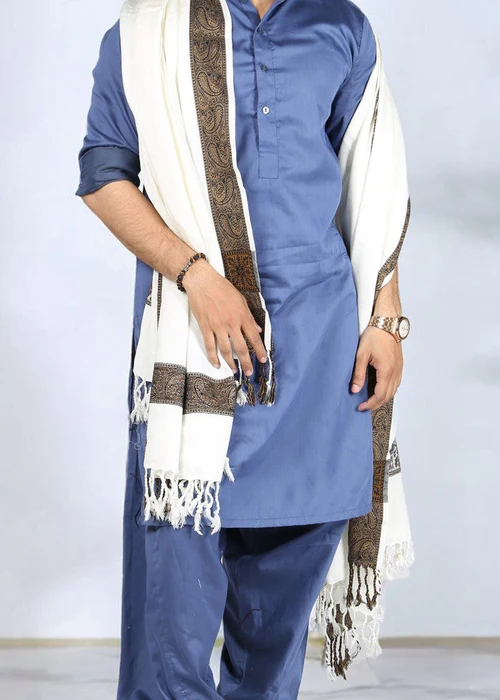 Irani Shawl - Baghdadi Style Shawl For Men - White - 3