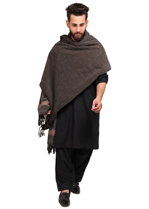 Pure Velvet Soft Dhussa Shawl - Mehendi