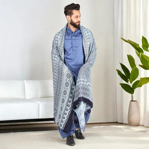 Linen Ajrak - Black & White - Sansera Lookalike