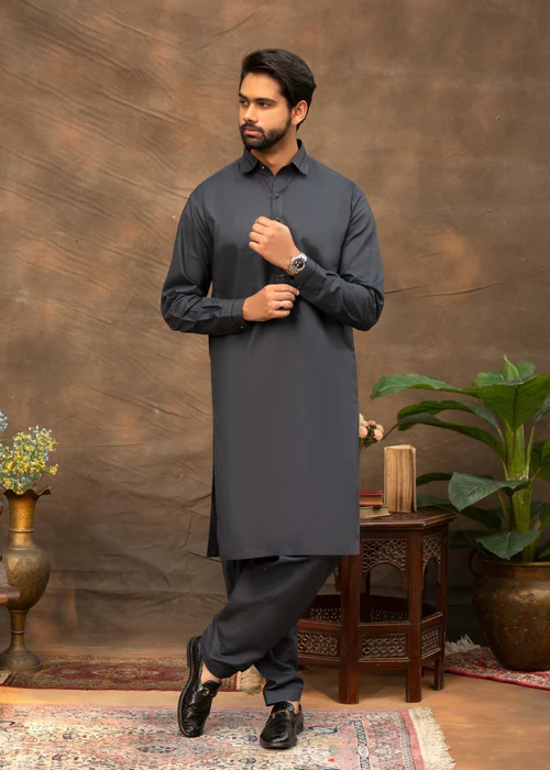Charcoal Grey-EasternVerse Shalwar Kameez - 2