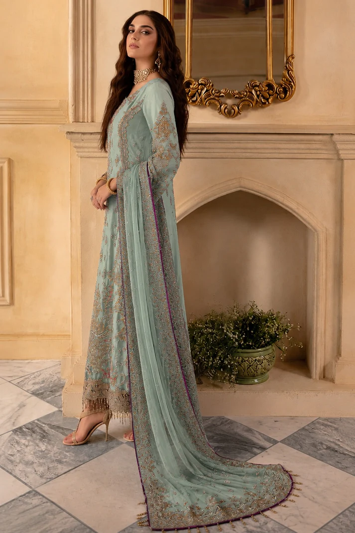 Charizma Embroidered Luxury Chiffon 3Pc Unstitched Suit - 3