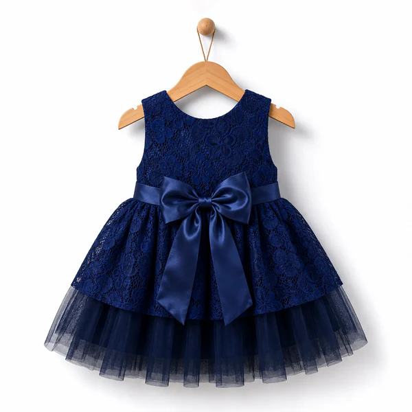 Baby Girl navy blue lace and tulle Fancy Frock