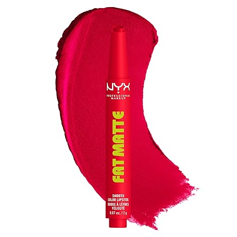 NYX PROFESSIONAL MAKEUP Fat Matte Lipstick, Pigmented, Smoothing, & Non-Drying Lip Crayon, Long Lasting Lip Makeup, Vegan & Cruelty Free - Fuzzy Flame (Red)