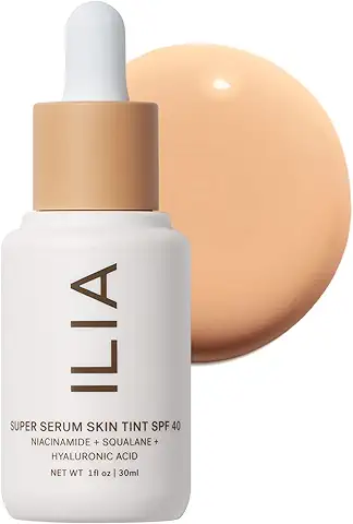 ILIA - Super Serum Skin Tint SPF 40 (Bom Bom ST5, 1 fl oz | 30 ml) | Lightweight Foundation With Mineral SPF | Hydrate, Smooth, Plump | Safe for Sensitive Skin, Clean, Cruelty-Free & Vegan