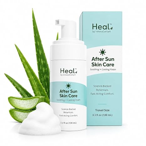 Heal After Sun Lotion with Aloe Vera, Sunburn Relief, Travel Size 3.3 oz